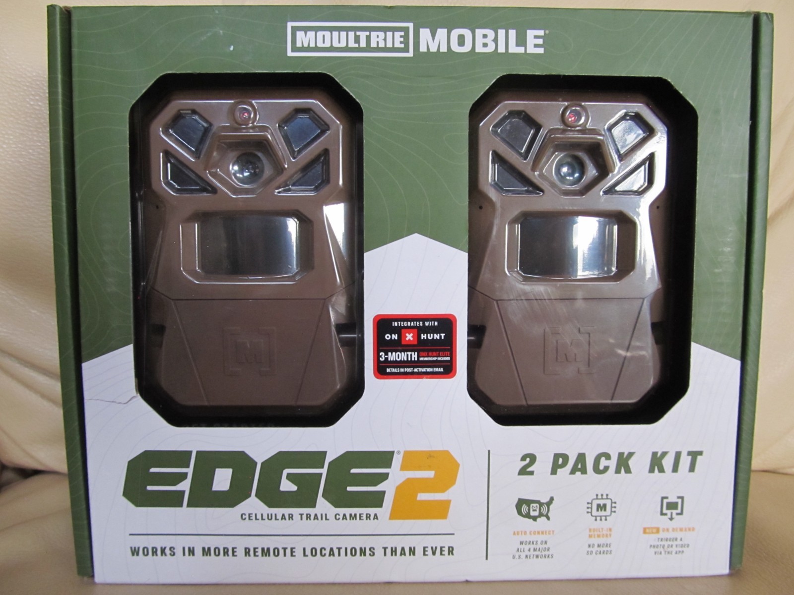 Moultrie Mobile Edge 2 Cellular Trail Camera Beige, NEW IN BOX-2 PACK KIT