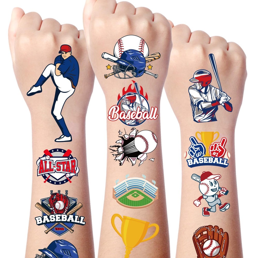 Gameza Baseball Temporary Tattoos - 200+ 9" x 6.3",