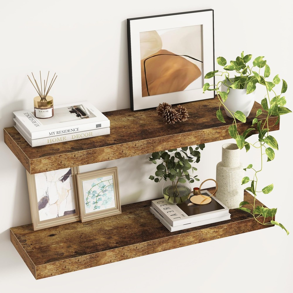 32Inch Floating Shelves, 9.3Inch Deep Rustic Wall Shelves - Extra Deeper & Th...
