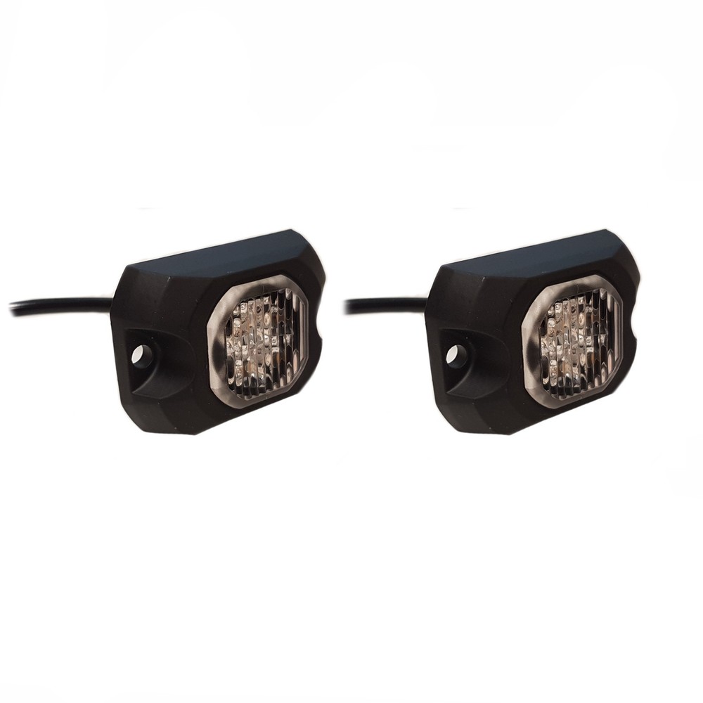 X4 LED Amber Hideaway Light 12/24V Flush/Bracket LightBar Covert Strobe Beacon