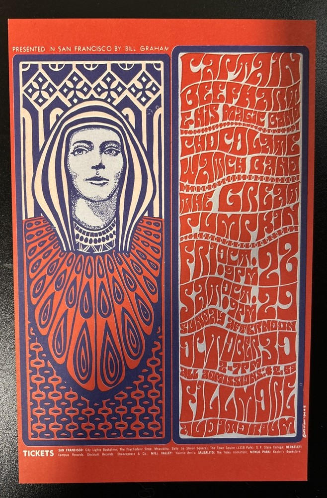 1966-FILLMORE BG-34 POSTCARD-REPRINT-CAPTAIN BEEFHEART & HIS MAGIC BAND-W.WILSON