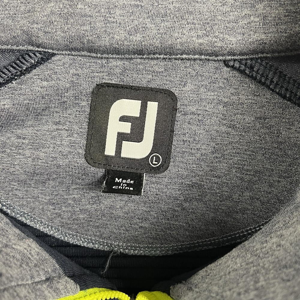 FootJoy Jacket Mens Large Blue Gray Mid-Layer Pullover 1/2-Zip Golf Course Logo