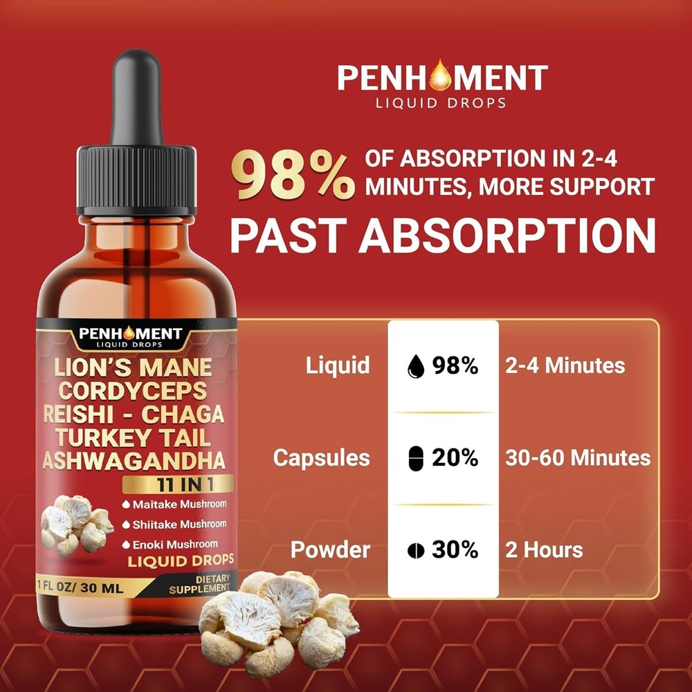 Cognitive Function Boost - 11-in-1 Mushroom Liquid Drops for Daily Use