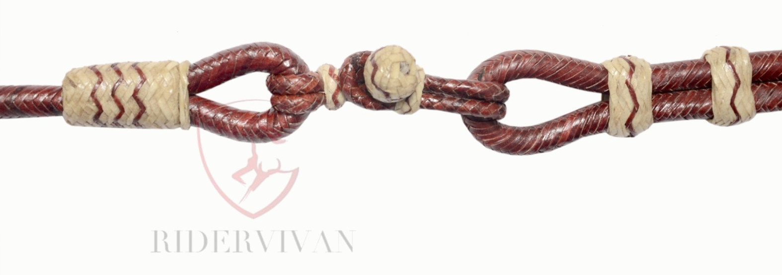 20 Plaits Romal Reins, Rommel Reins Chestnut Cherry Cow Rawhide, 55" Romal Reins