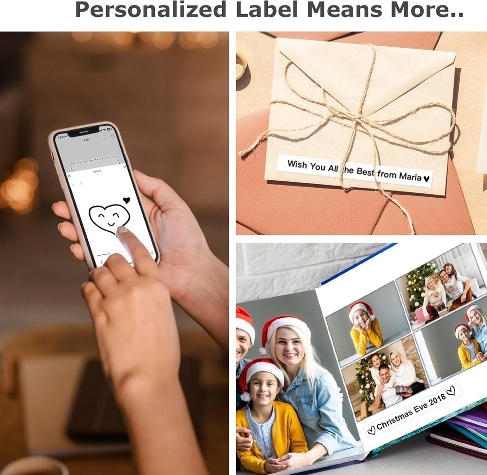 E10 Bluetooth Label Maker Machine with 3 Tapes, Continuous Waterproof Label, ...