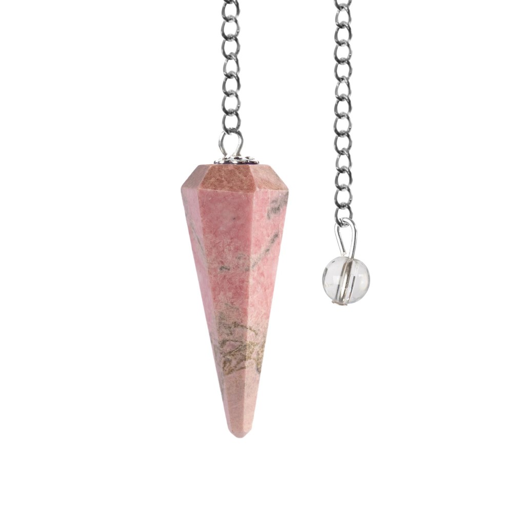 Rhodonite Pendulum Crystal, Faceted Pendulum Divination Tools, Dowsing Pendulum
