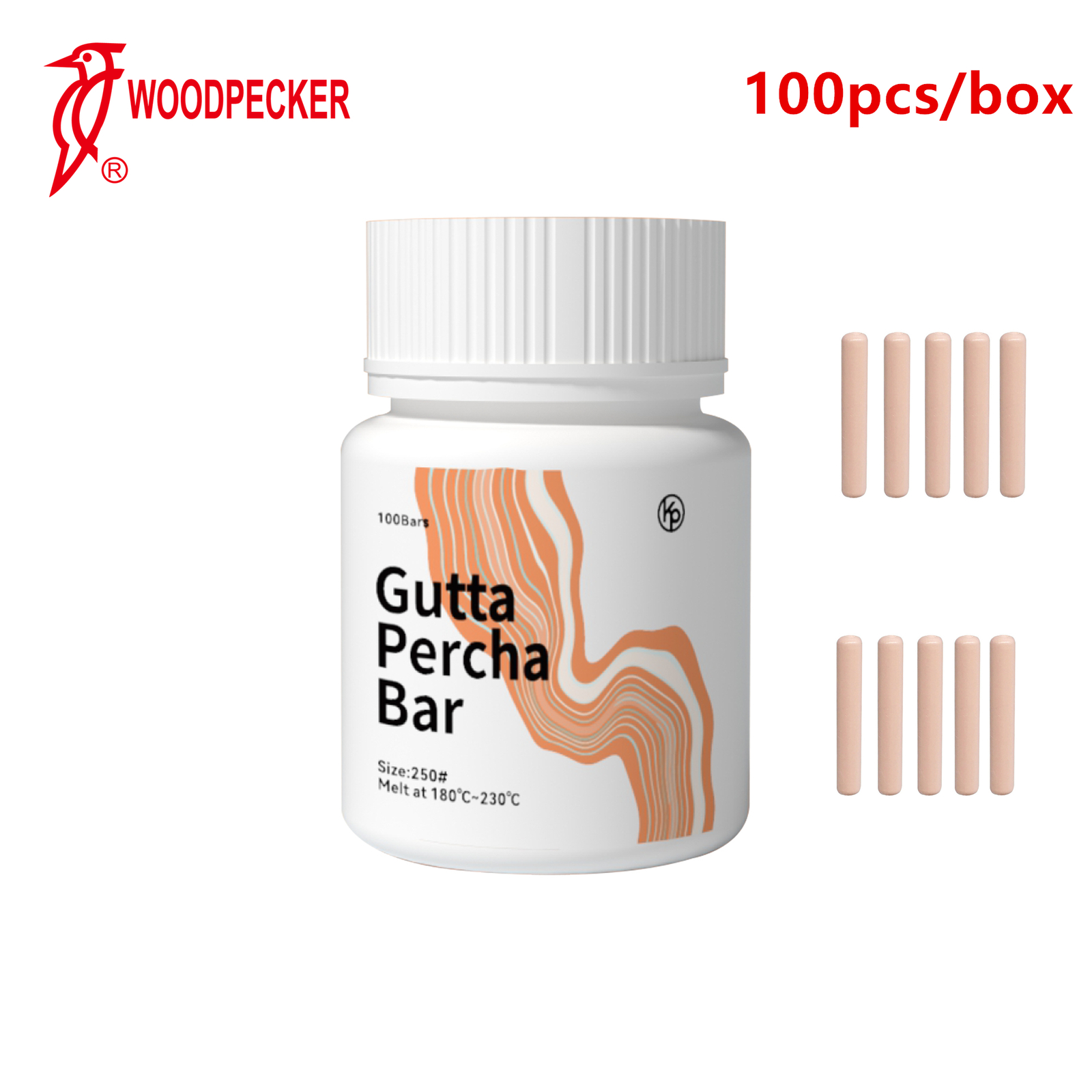 100Pcs Woodpecker DENTAL Gutta Percha Bar for Obturation Endodontic Gun Pen
