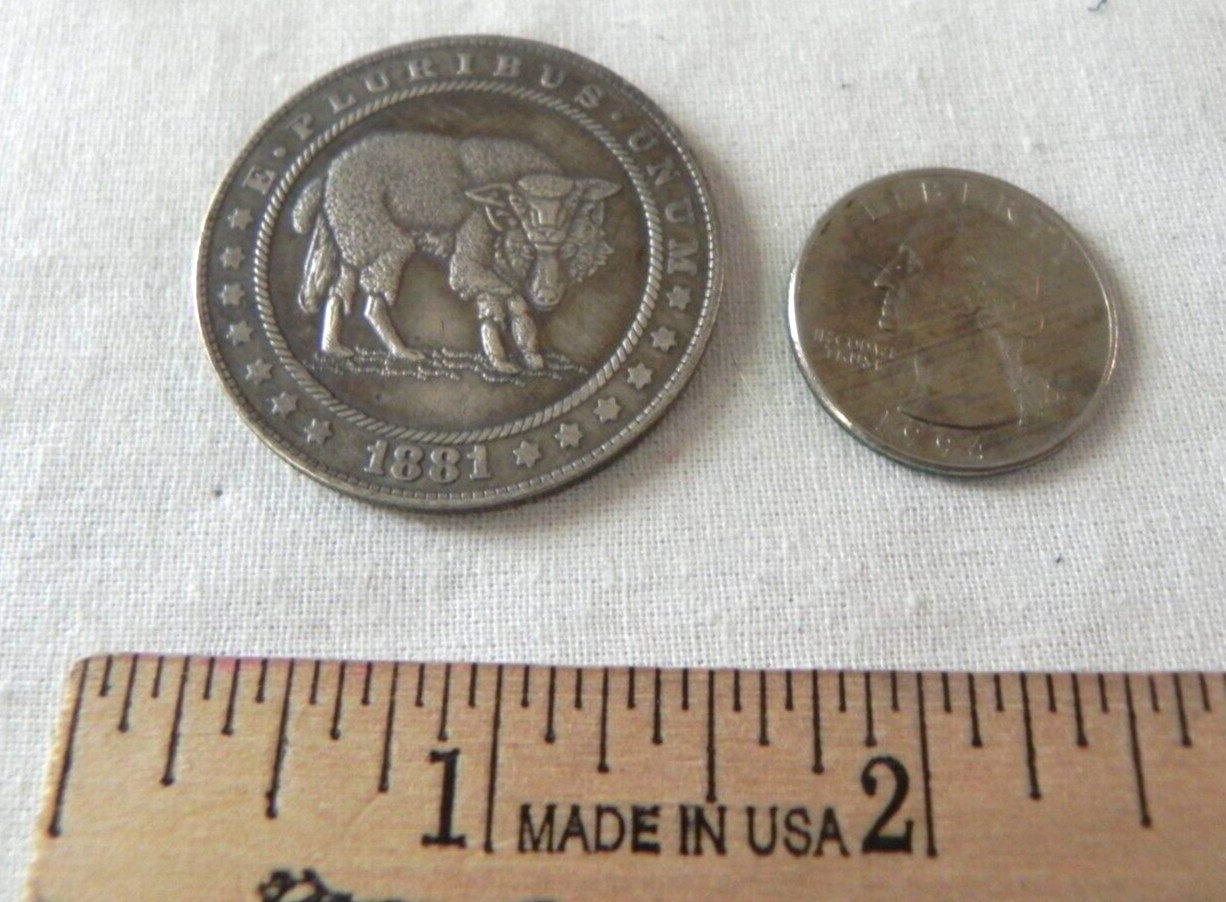 Wolf in Sheep's Clothing Coin Token Hobo Morgan Lucky Good Luck Pocket Piece