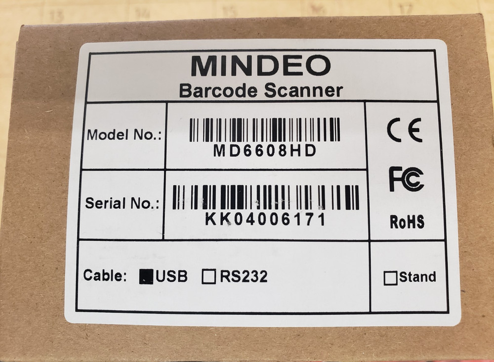 Mindeo MD6608HD Wired 1D/2D Laser Barcode Scanner