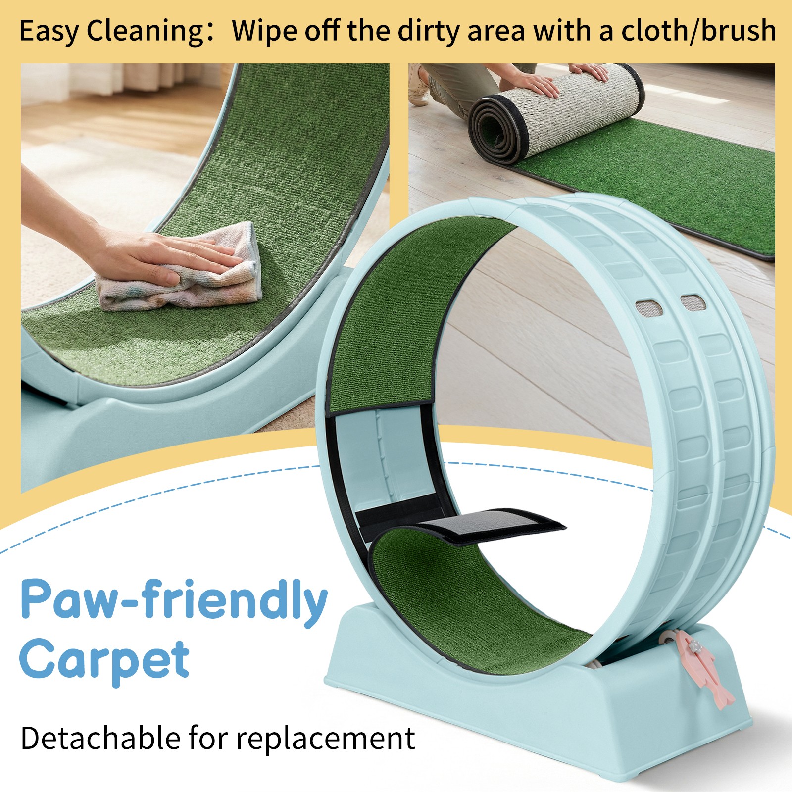 30in Cats Exercise Wheel with Lock Large Light Blue Treadmill Wheel for Indoor