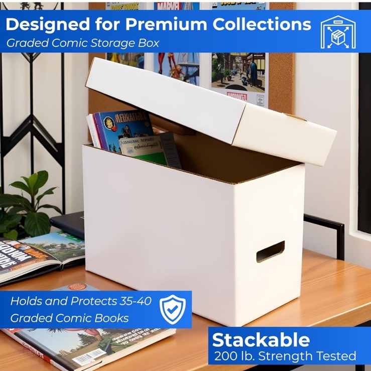 (2) CGC Graded Comic Storage Boxes - Holds 35-40 Graded Comic Books - WHITE
