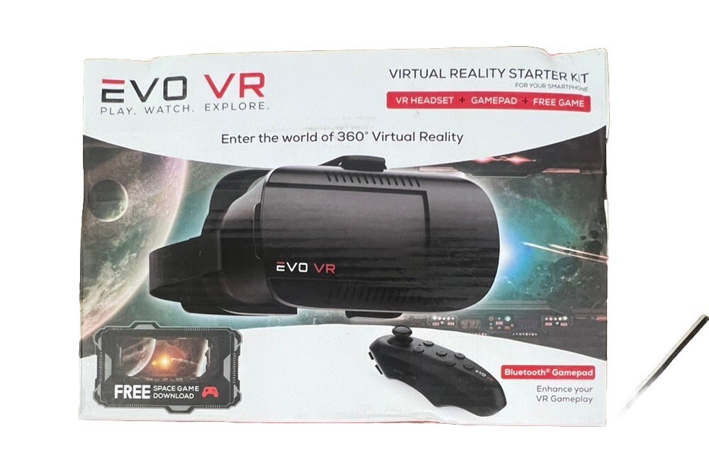 EVO VR Virtual Reality Smartphone VR Headset Starter Kit Bluetooth 360 Degree