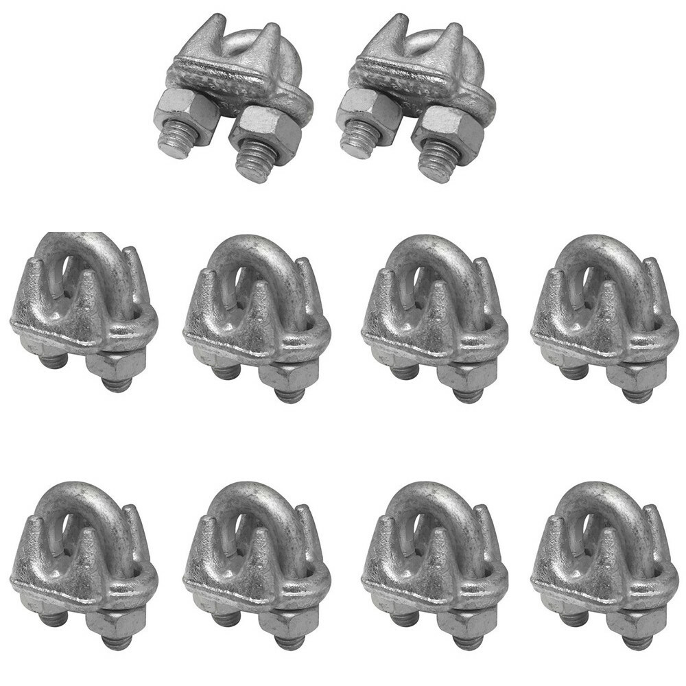 10 Pack 1/4" Galvanized Wire Rope Cable Clips – Drop Forged U-Bolt Clamps