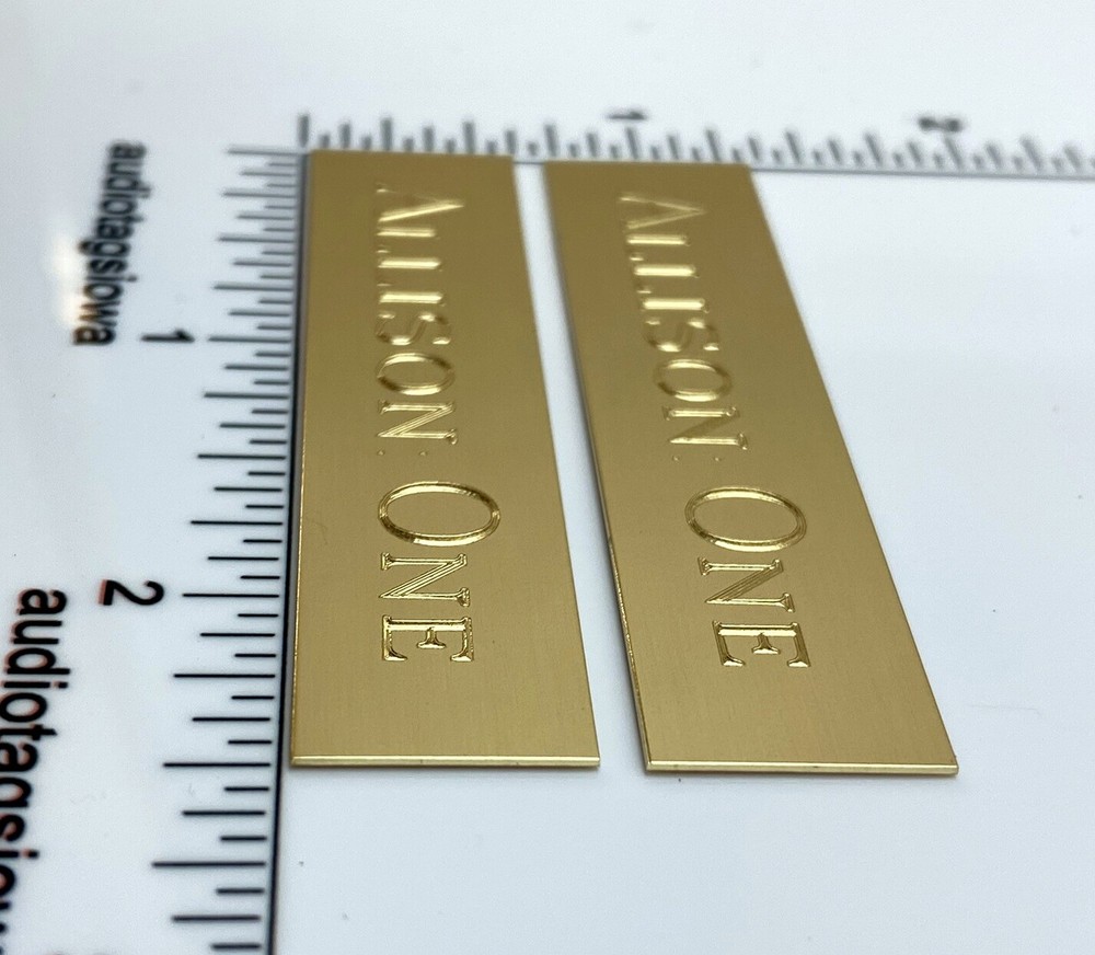 Allison One Speaker Badge Emblem Custom Engraved Solid BRASS Logo Pair