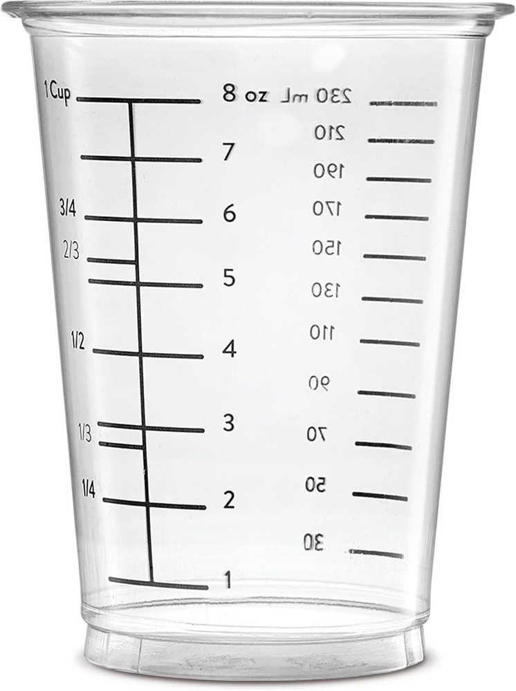 25 Pack Disposable Plastic Measuring Cups for Baking Cooking Epoxy Resin Mixing