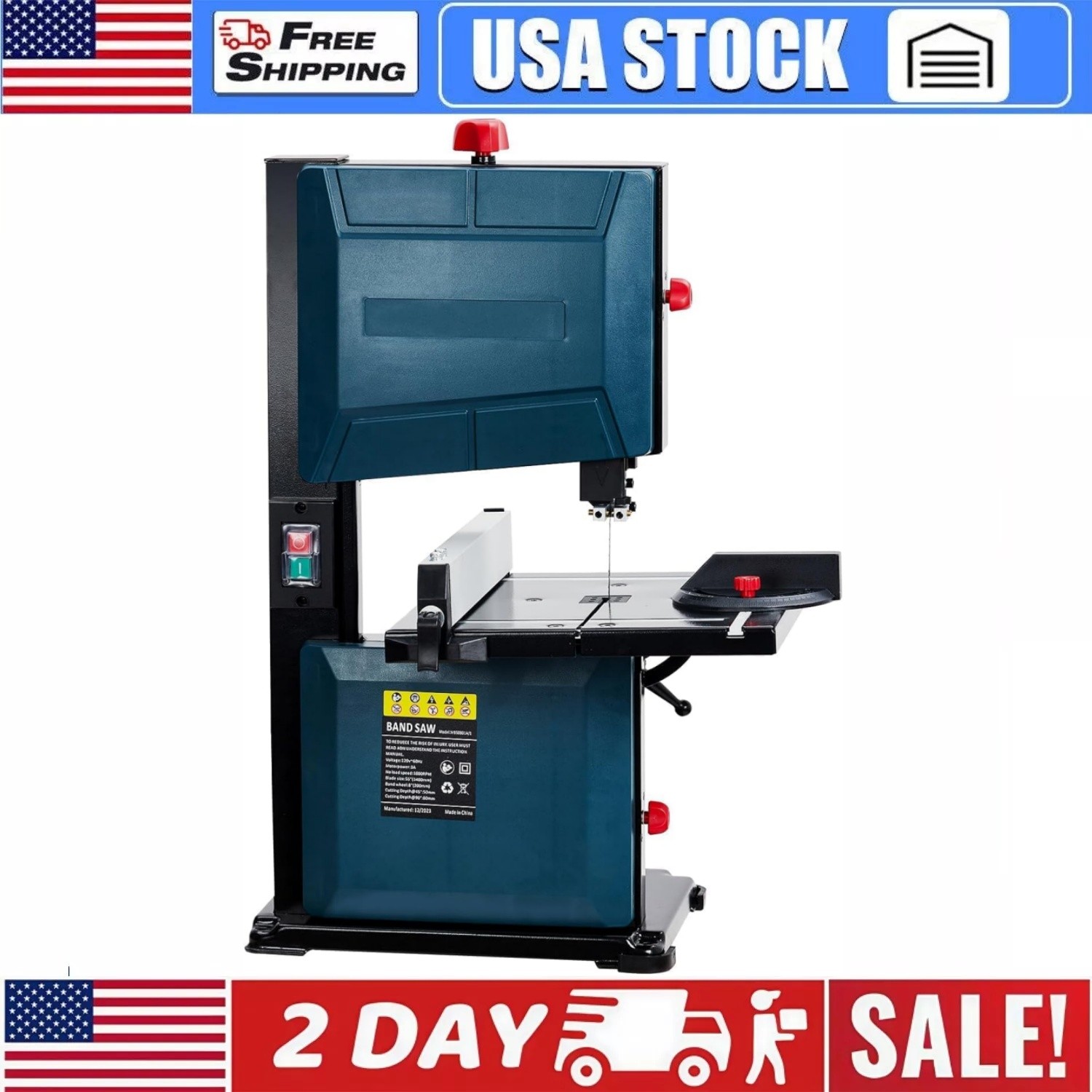 3-Amp & 8-Inch Bandsaw Saw For Cutting Wood with Fence and Miter Gauge 1800FPM