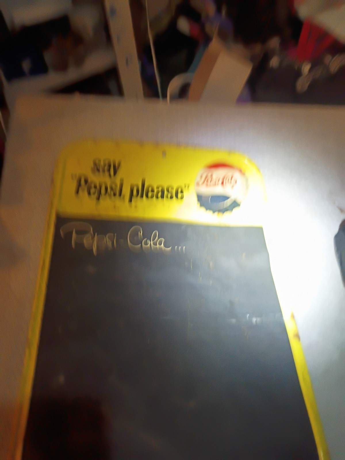 Clean SAY "PEPSI PLEASE" PEPSI COLA CHALKBOARD METAL SIGN M-167 MADE IN USA