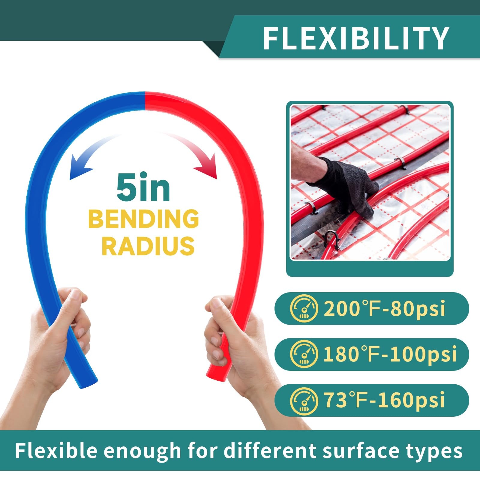 1/2 Inch Blue & Red PEX-B Pipe, 2 x 100 Ft (200 Ft) Pex B Tubing