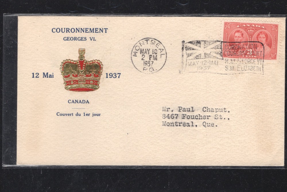 Canada  nice  cachet,  1937  coronation  cover