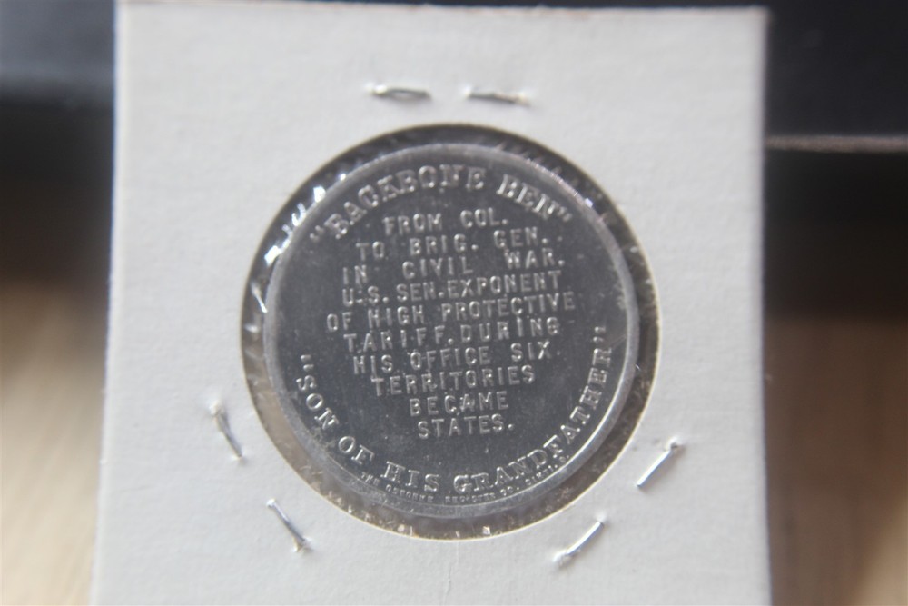 BENJAMIN HARRISON MEDAL ALUMINUM "BACKBONE BEN"