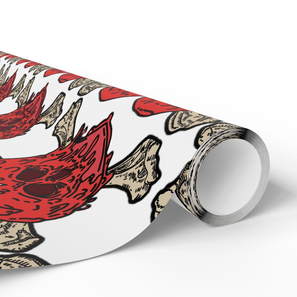 Red Skull and Crossbones Pattern Wrapping Paper | Pirate Holiday