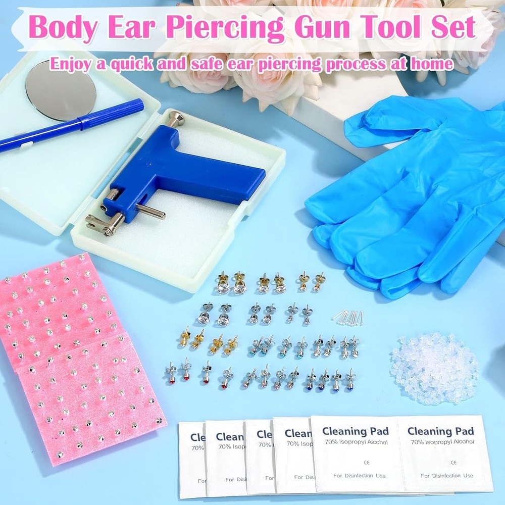 Ear Piercing Gun Kit, Reusable Nose Machine with Blue
