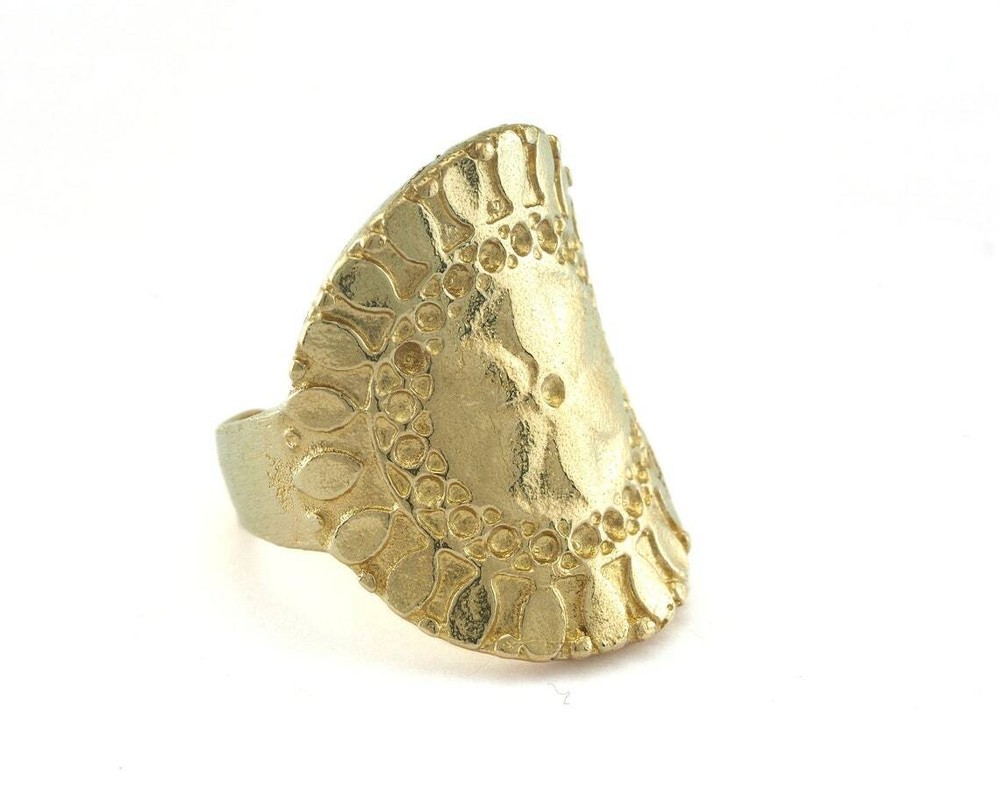 Signet Ring Flower Adjustable Ring Raw brass (18mm 7.5US inner size) 2757