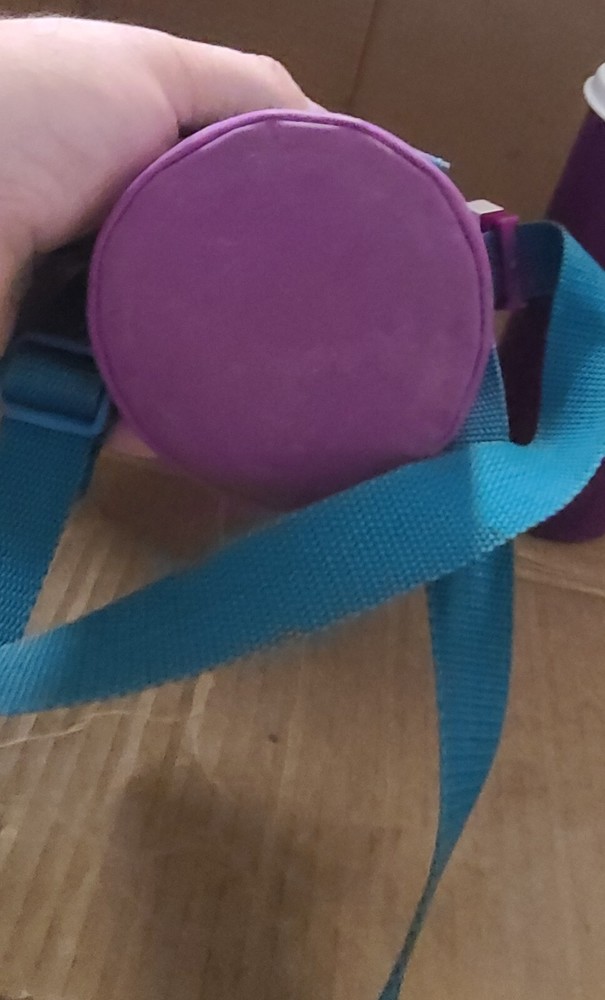 vintage tupperware lidded cup with carrying strap