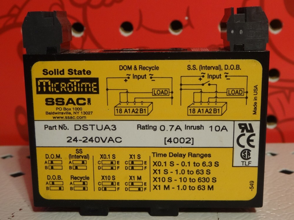 SSAC MICROTIME Solid State TIMING RELAY DSTUA3 24-240VAC 0.1s-63m
