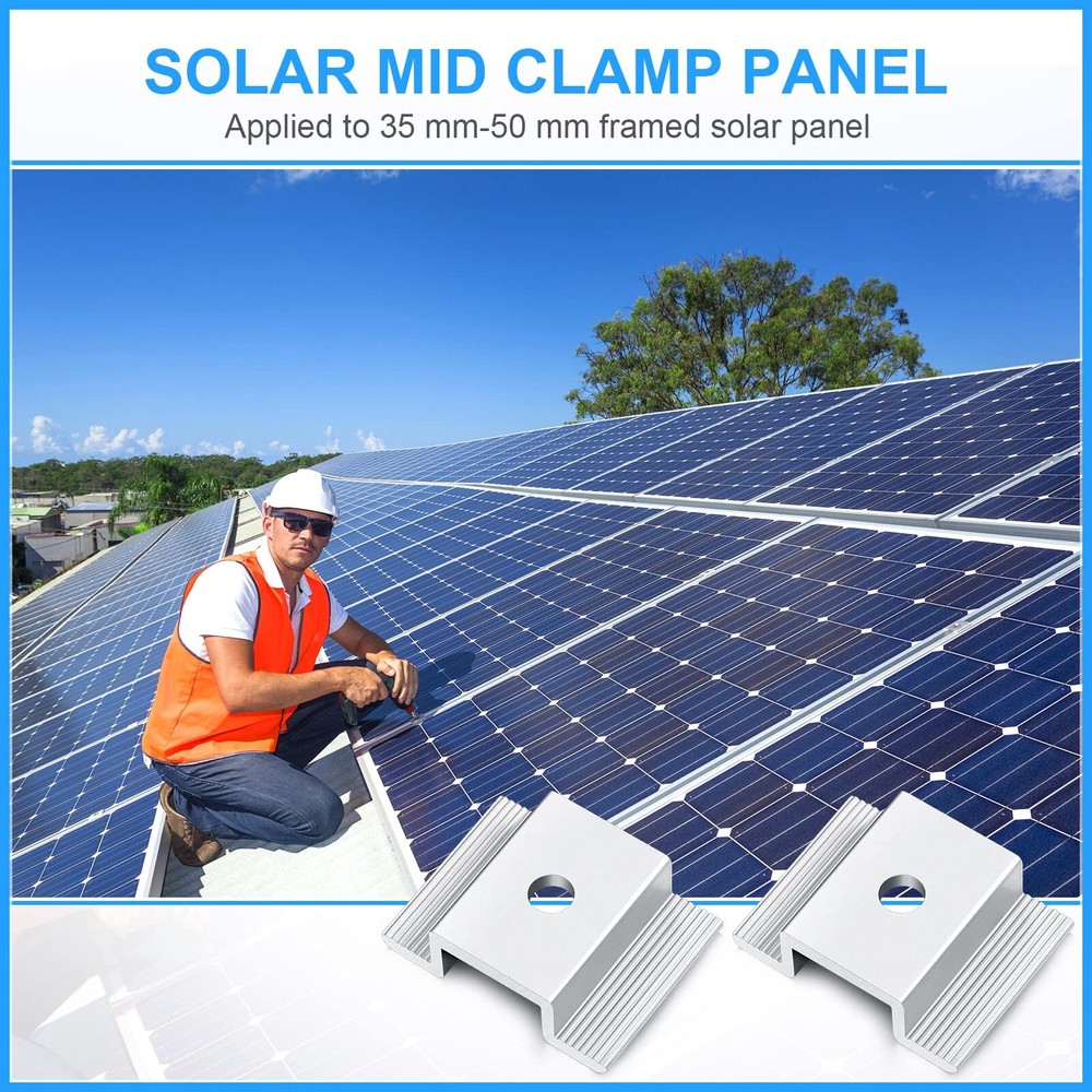 12 Pack Solar Panel Mid Clamps 1.06 Inch Solar Panel Bracket Aluminium