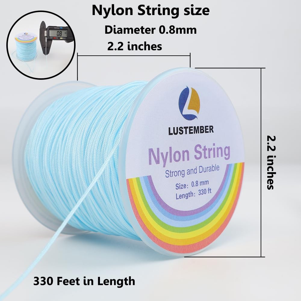 0.8mm Nylon String, Strong Bracelet Durable Sky Blue, Blue
