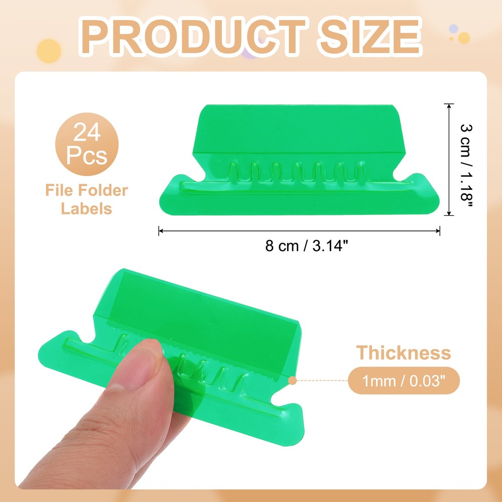 3" File Folder Labels, 24pcs File Folder Tabs with Inserts Labels, Green Slot