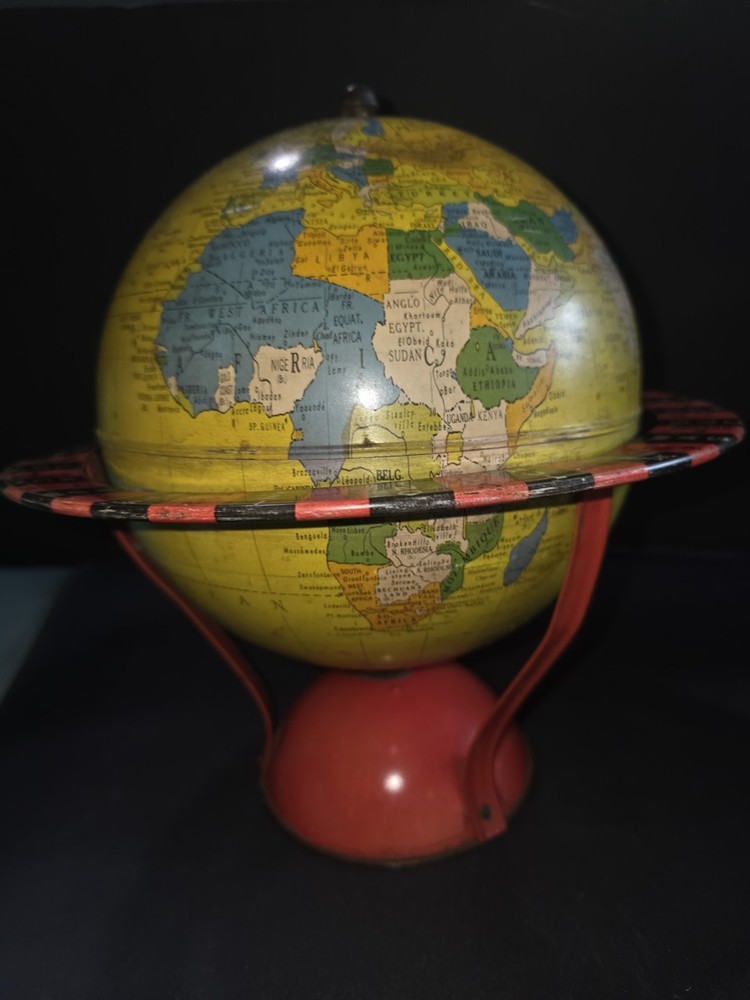 Vintage Replogle Rare 1954 Globe-Gram Tin Globe 8"