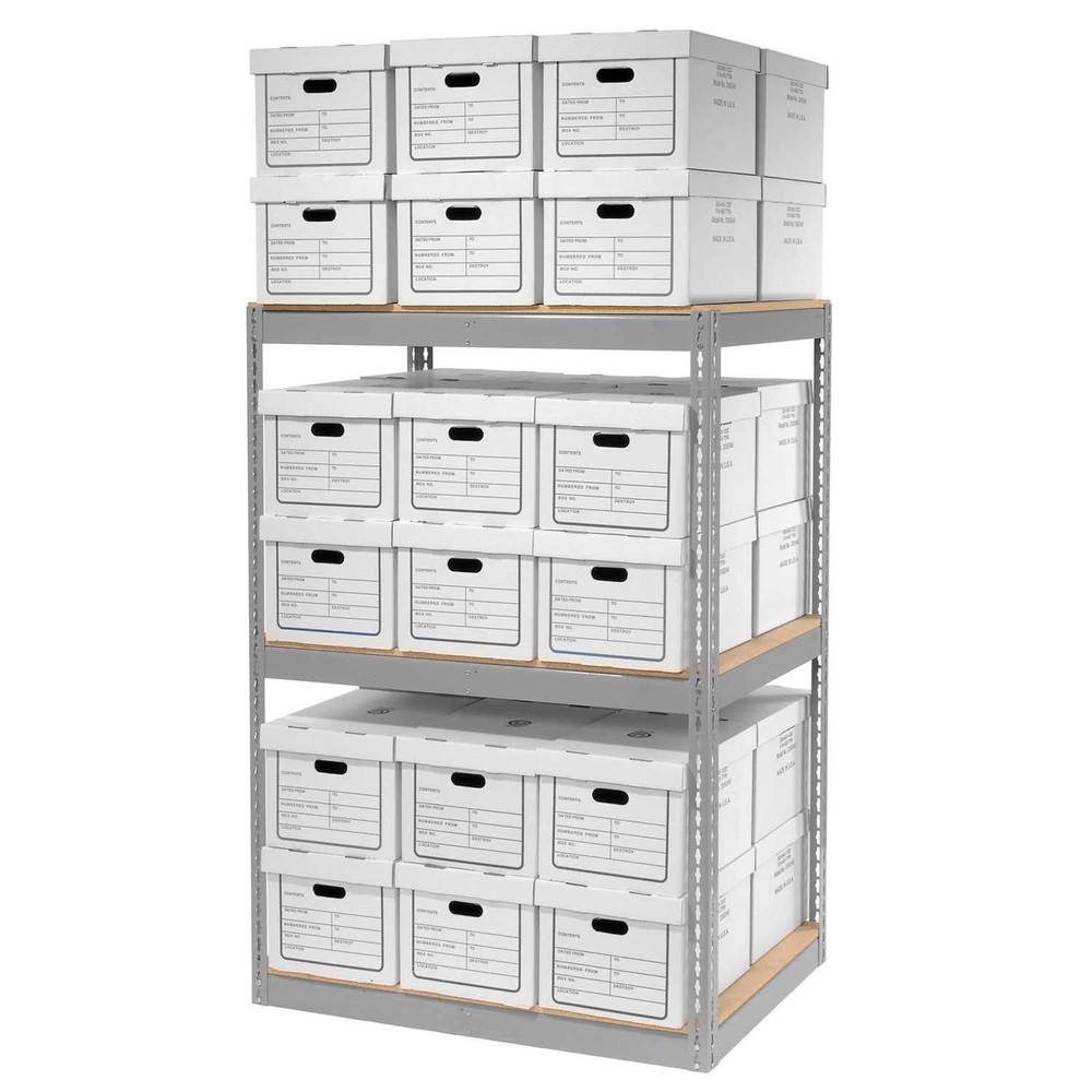 Record Storage Rack With 36 Boxes 42"W x 30"D x 60"H Gray