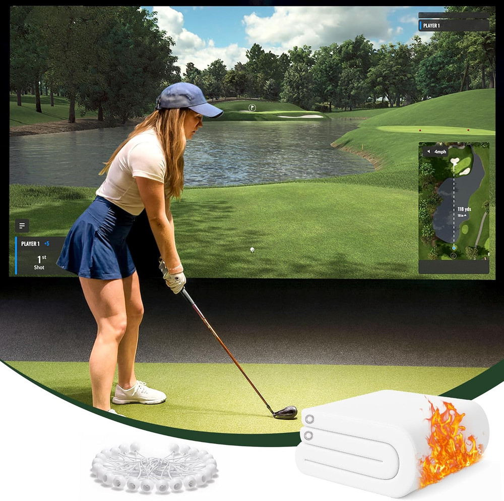 Fireproof Golf Simulator Impact Screen, 3D Air Mesh Impact Screen for Golf Train