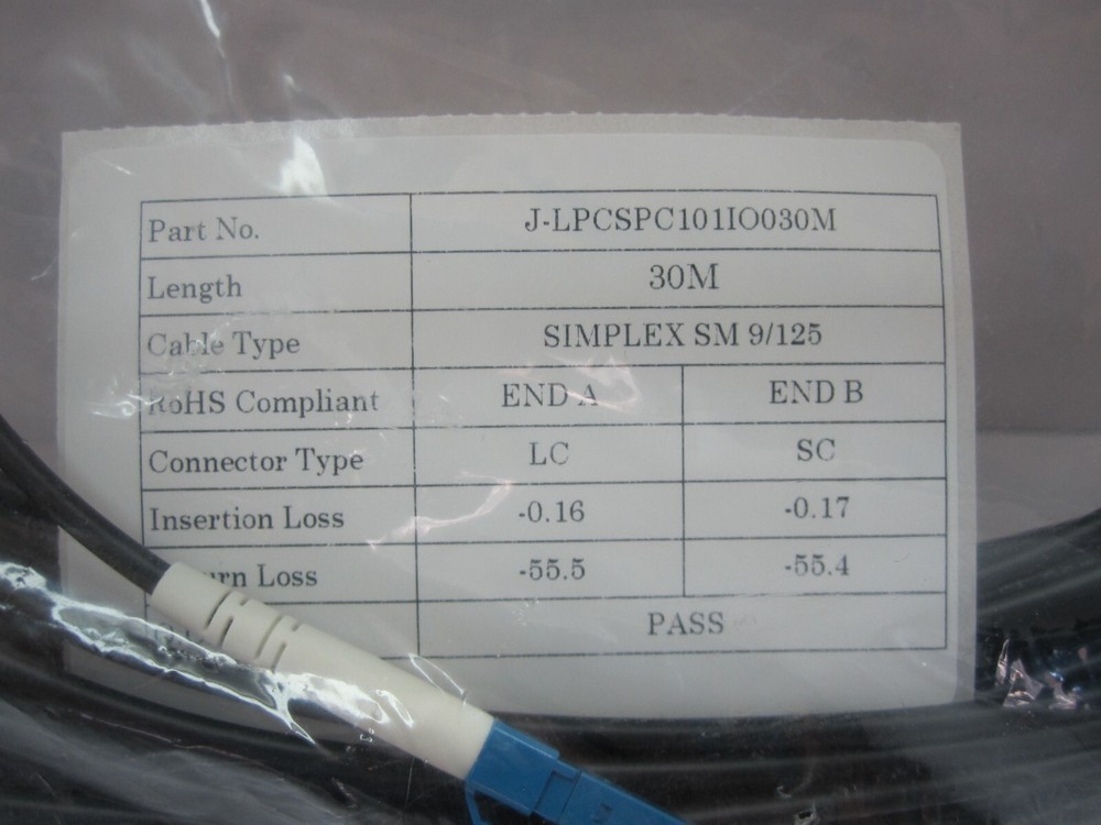 LC to SC Simplex SM Single Mode 9/125 Fiber Optic Patch Cable Black 30M 98ft