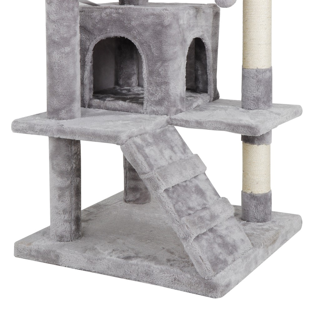 53" Cat Tree Scratching Post Condo Activity Tower Playhouse W/ Cave & Ladders