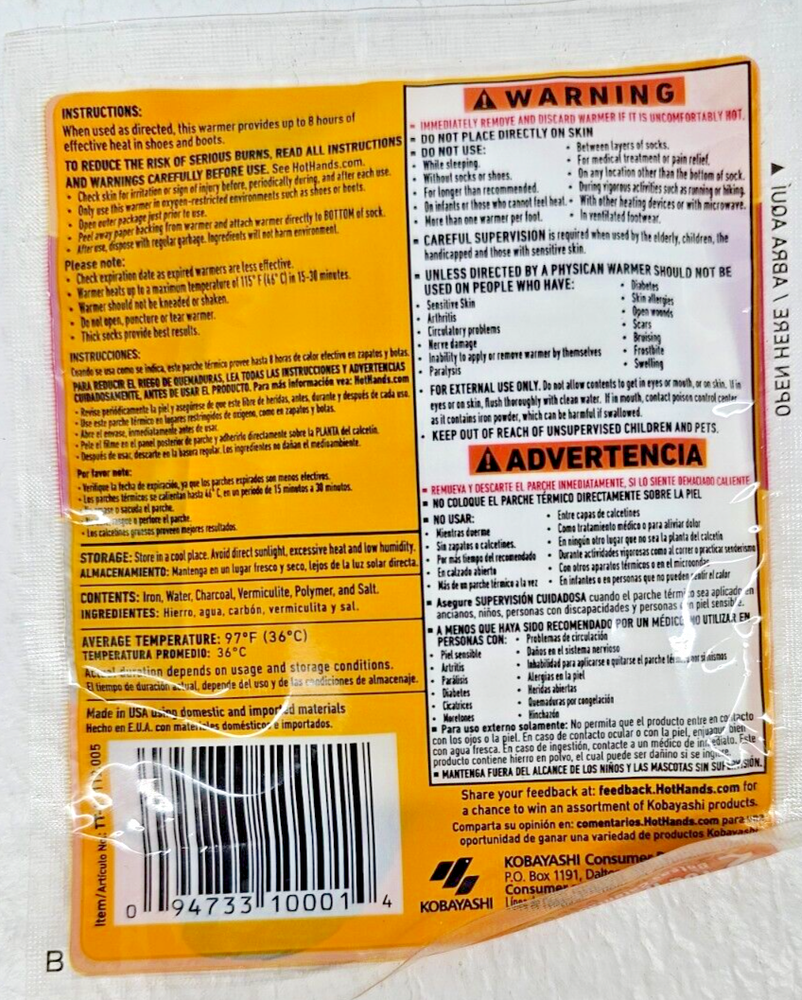 Hothands Toe Warmer (1 Pair Bag)