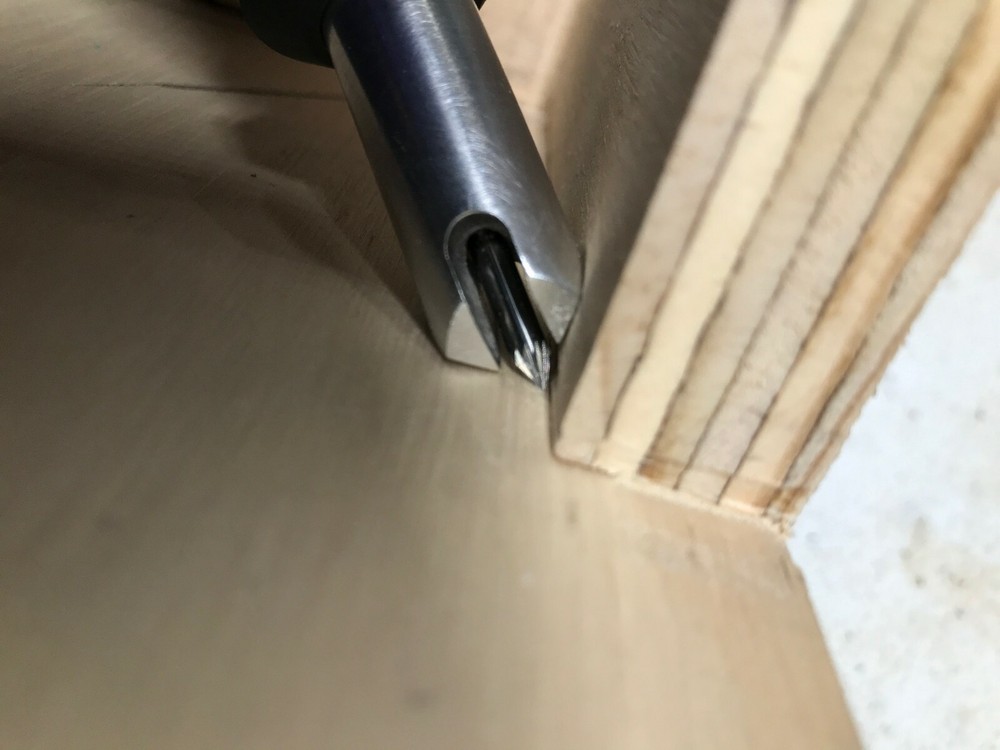 Rotary tool, corner guide and cutter attachment, Cleans out 90° inside corners,