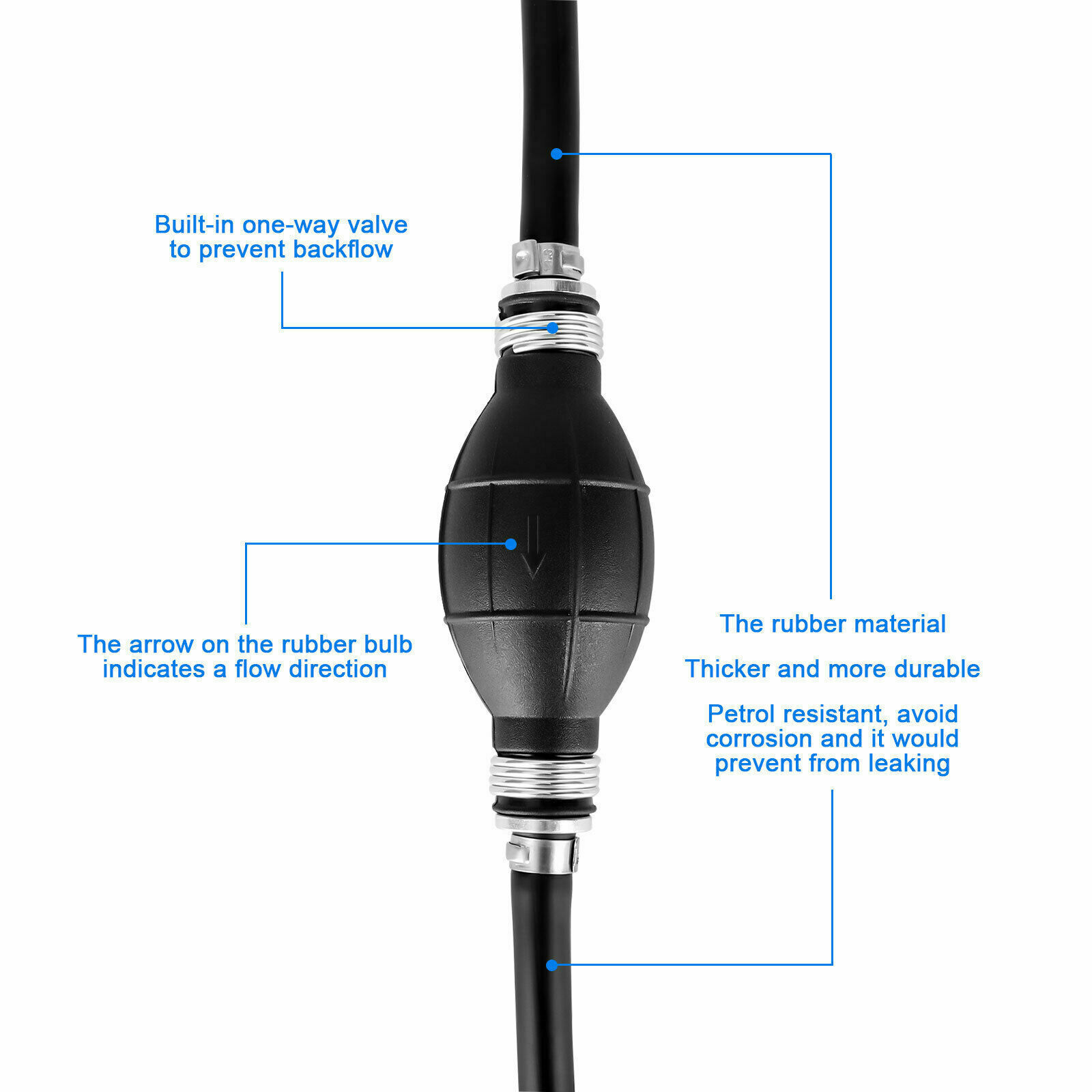 3/8" Marine Outboard Boat Motor Fuel/Gas Hose Line Assembly with Primer Bulb USA