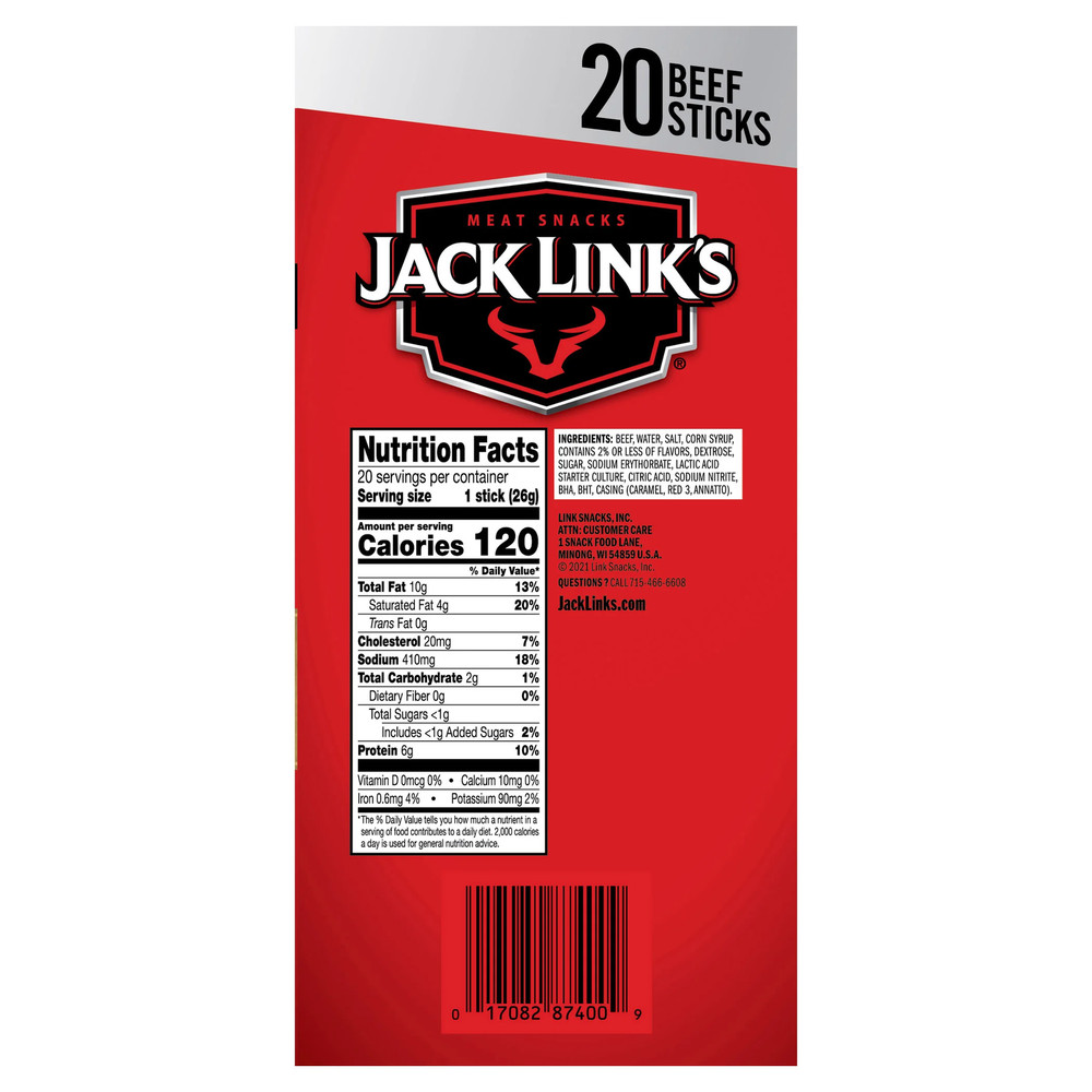 Jack Link's Big Beef Jerky Stick, Original, 0.92 oz, 20-count