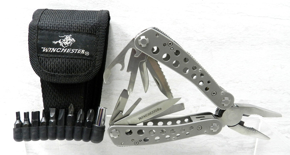 Winchester Stainless Multi Function Folding Pliers Pocket Utility Knife w/Sheath