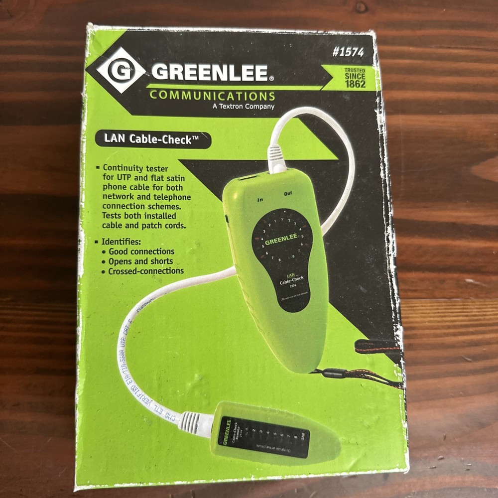 Greenlee #1574 LAN Cable Check for Testing UTP & Phone Patch Cables Kit