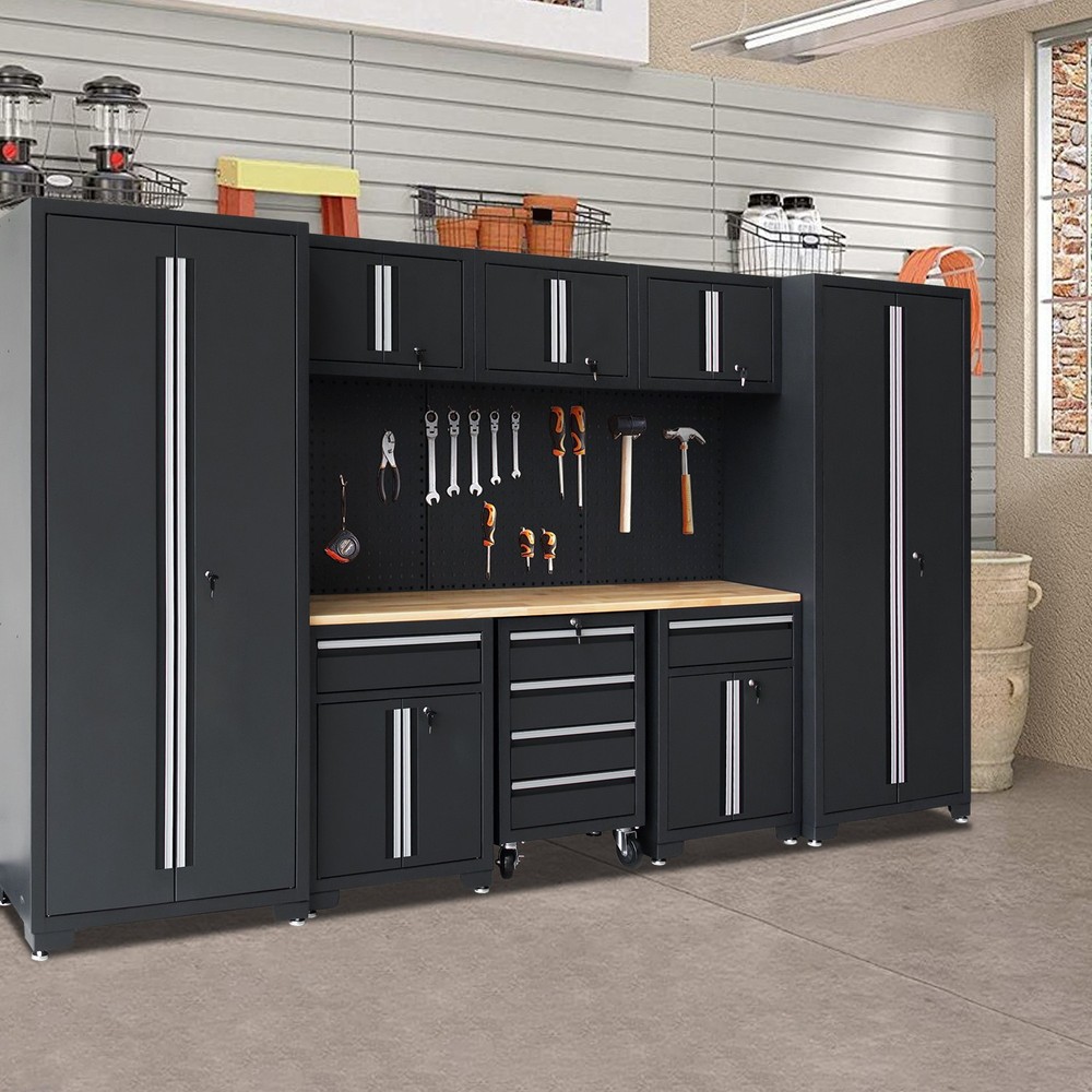 Garage Storage Cabinet 12Pcs Workshop Set Storage System W/ Pegboard Tool