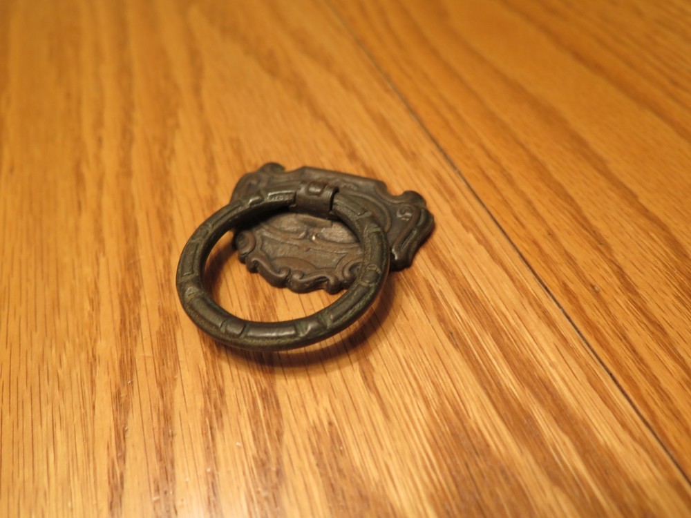 Vintage Brass Tone Drawer Pulls - 3 Drop Pulls & 1 Round Pull