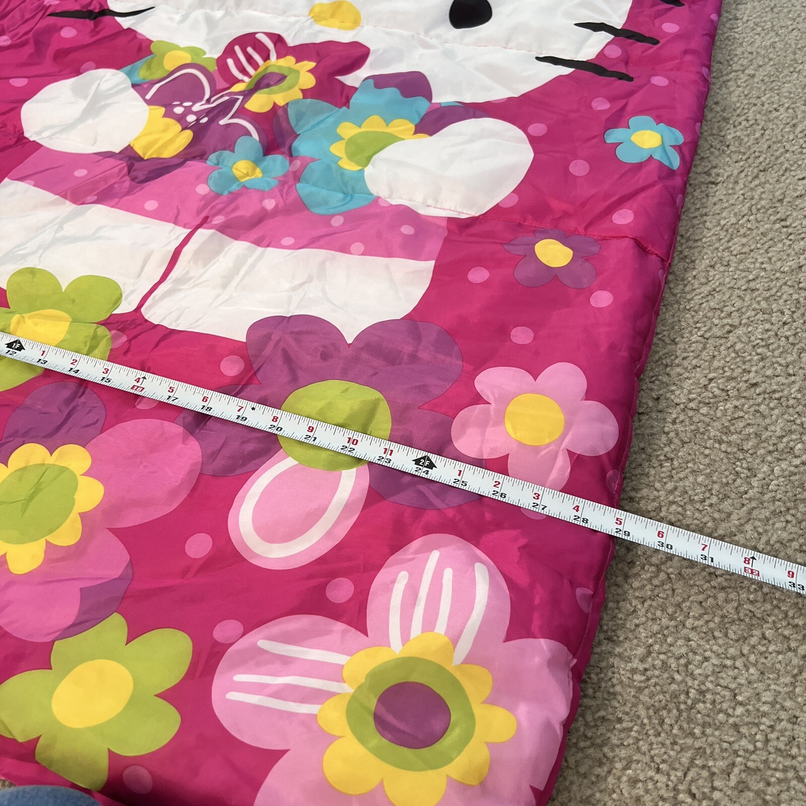 HELLO KITTY Child’s Sleeping Bag Sanrio 2015 Pink Flowers Kids Size