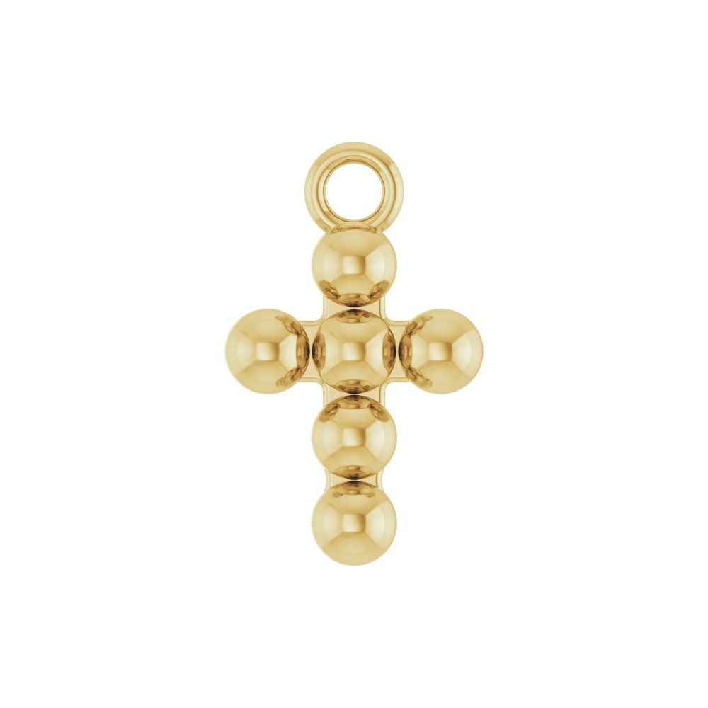 10K 14K 18K Gold, Platinum & Silver Beaded Cross Dangle