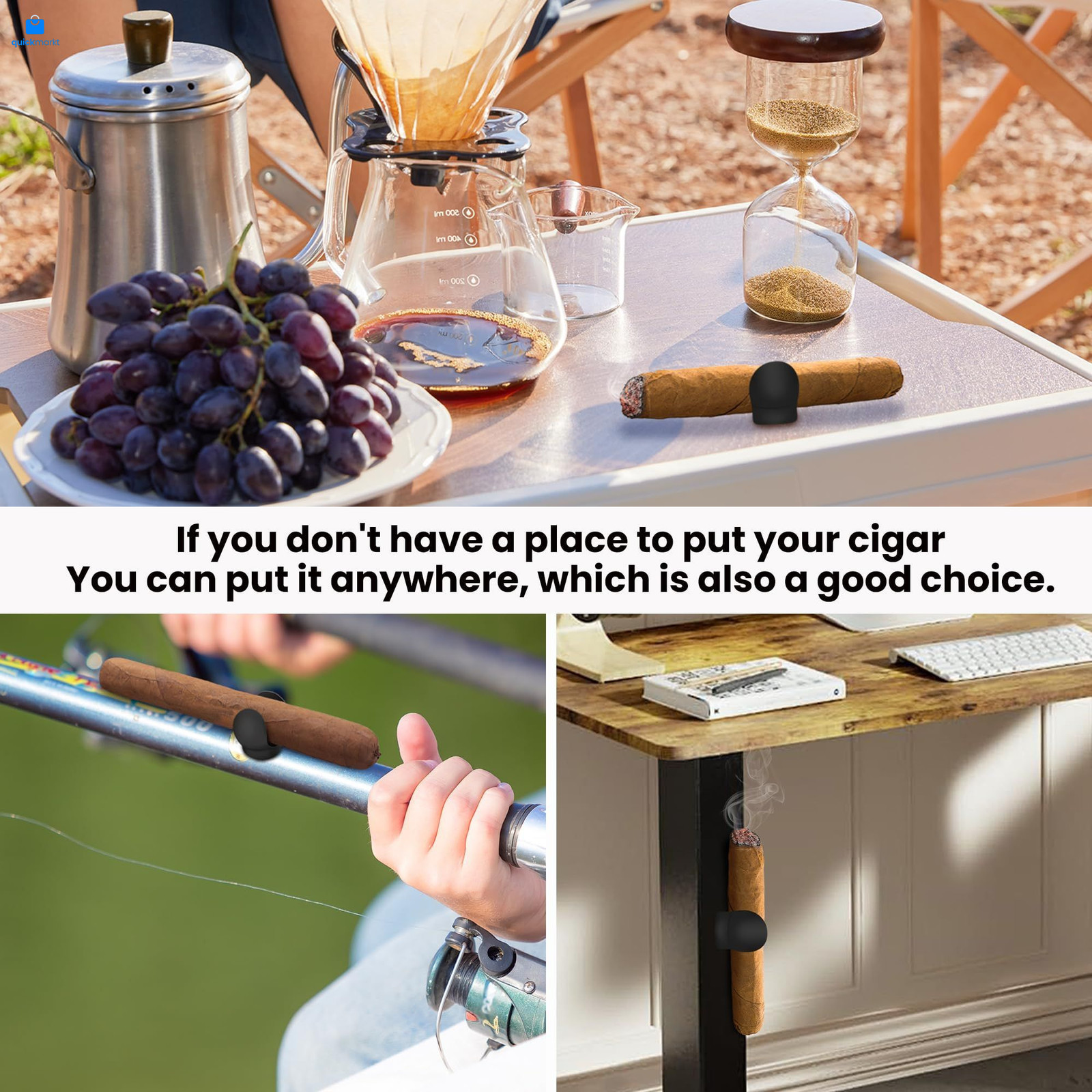 Kucttiu Magnetic Cigar Holder for Golf Carts - Versatile, Black