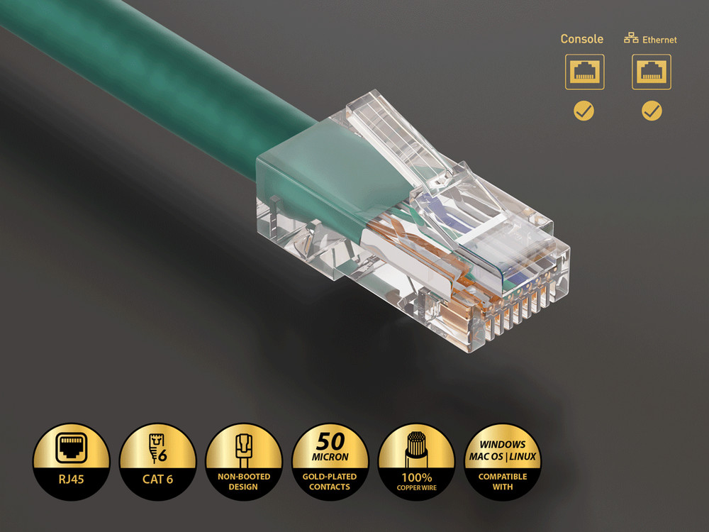 7ft Cat6 UTP Non-Booted Ethernet Network Patch Cable 24AWG Bare Copper, Green