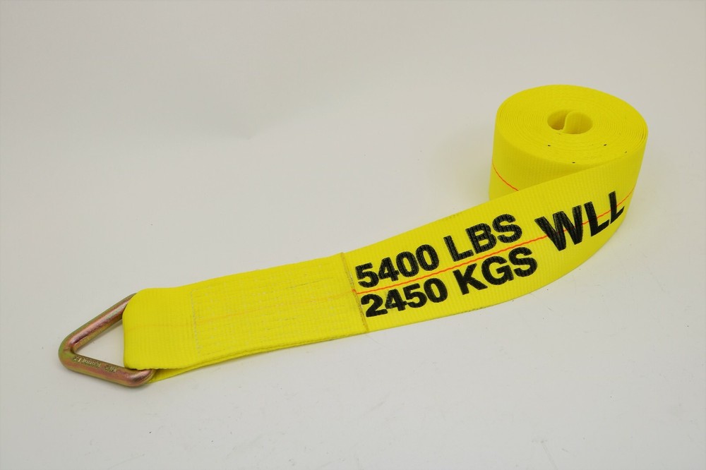 Pack of Eight (8) 4 ”x 30’ Yellow Strap with 3” D-Ring for Flatbed Trailers